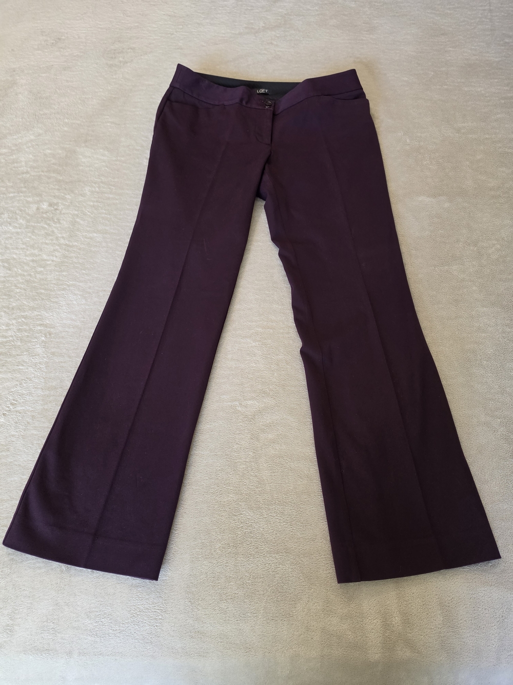 LOFT Marisa Boot Cut Pants Womens 6P Plum Stretch Career Dress Slacks Mid Rise